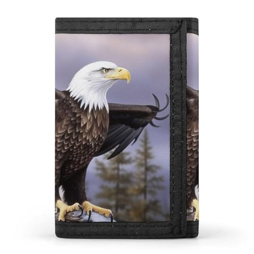 POTSCBVW Geldbörse mit Glatzenadler, kompakt, dreifach faltbar, mit Schlüsselanhänger, leicht und langlebig, für den Außenbereich, Stil, Einheitsgröße, klassisch von POTSCBVW