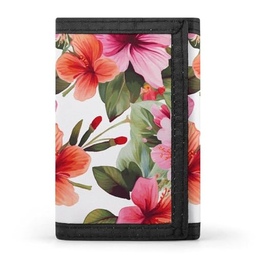 POTSCBVW Geldbörse mit Hawaii-Blumendruck, kompakt, dreifach gefaltet, mit Schlüsselanhänger, leicht und langlebig, für den Außenbereich, Stil, Einheitsgröße, klassisch POTSCBVW Geldbörse mit Hawaii-Blumendruck, kompakt, dreifach gefaltet, mit Schlüsselanhänger, leicht und langlebig, für den Außenbereich, Stil, Einheitsgröße, klassisch von POTSCBVW