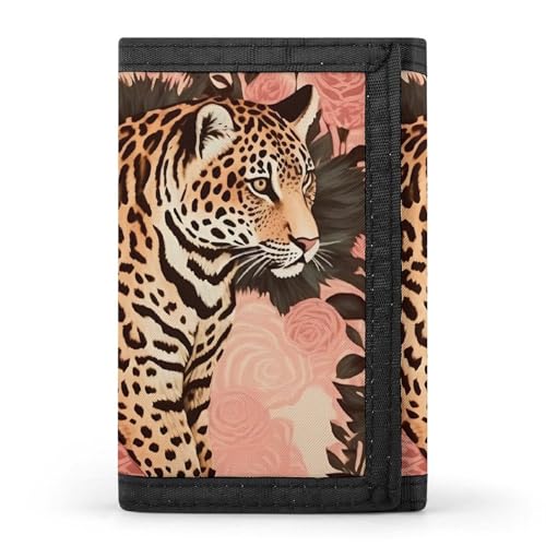 POTSCBVW Gestreifte Leoparden-Geldbörse, kompakt, dreifach gefaltet, mit Schlüsselanhänger, leicht und langlebig, für den Außenbereich, Stil, Einheitsgröße, klassisch von POTSCBVW