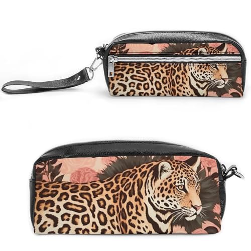 POTSCBVW Gestreiftes Leoparden-Federmäppchen, große Kapazität mit zwei Fächern, Reißverschluss, Leder-Bleistifttasche, tragbare Reise-Kosmetiktasche für Damen und Herren POTSCBVW Gestreiftes Leoparden-Federmäppchen, große Kapazität mit zwei Fächern, Reißverschluss, Leder-Bleistifttasche, tragbare Reise-Kosmetiktasche für Damen und Herren von POTSCBVW
