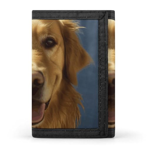 POTSCBVW Golden Dog Wallet Compact Trifold Wallet with Keychain Lightweight & Durable Purse for Outdoor, Style, One Size, Classic von POTSCBVW