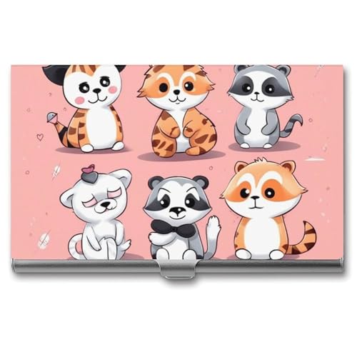 POTSCBVW Handgezeichnetes süßes Tier-Visitenkartenetui, superleicht, tragbar, Aluminiumlegierung, Kreditkarten-Organizer, schlank, professionelles Visitenkartenetui für Büroangestellte, Männer und POTSCBVW Handgezeichnetes süßes Tier-Visitenkartenetui, superleicht, tragbar, Aluminiumlegierung, Kreditkarten-Organizer, schlank, professionelles Visitenkartenetui für Büroangestellte, Männer und von POTSCBVW