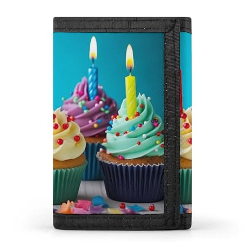 POTSCBVW Happy Birthday Cupcake-Geldbörse, kompakt, dreifach gefaltet, mit Schlüsselanhänger, leicht und langlebig, für den Außenbereich, Stil, Einheitsgröße, klassisch POTSCBVW Happy Birthday Cupcake-Geldbörse, kompakt, dreifach gefaltet, mit Schlüsselanhänger, leicht und langlebig, für den Außenbereich, Stil, Einheitsgröße, klassisch von POTSCBVW