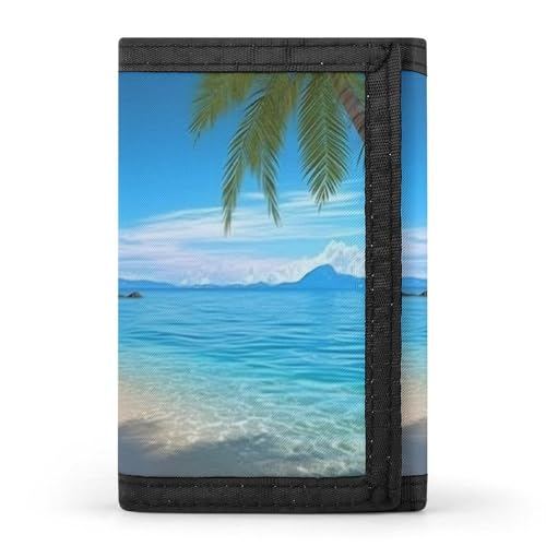 POTSCBVW Hawaiian Beach mit Palmen Geldbörse, kompakt, dreifach gefaltet, mit Schlüsselanhänger, leicht und langlebig, für den Außenbereich, Stil, Einheitsgröße, klassisch POTSCBVW Hawaiian Beach mit Palmen Geldbörse, kompakt, dreifach gefaltet, mit Schlüsselanhänger, leicht und langlebig, für den Außenbereich, Stil, Einheitsgröße, klassisch von POTSCBVW