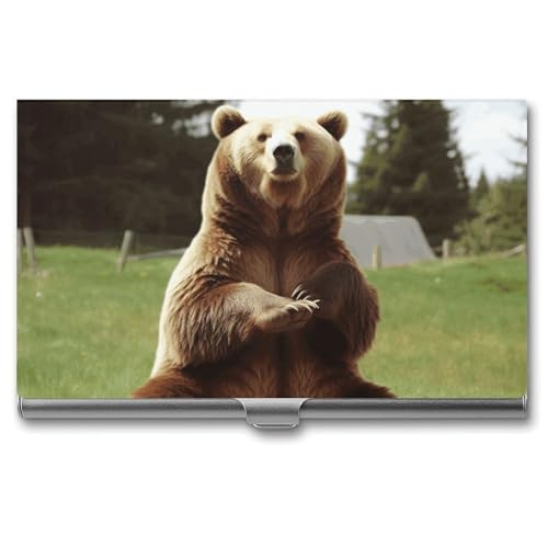 POTSCBVW Hi Bear Visitenkartenhalter "Sit on The Lawn", superleicht, tragbar, Aluminiumlegierung, Kreditkarten-Organizer, schmal, professionelles Visitenkartenetui für Büroangestellte, Männer und POTSCBVW Hi Bear Visitenkartenhalter "Sit on The Lawn", superleicht, tragbar, Aluminiumlegierung, Kreditkarten-Organizer, schmal, professionelles Visitenkartenetui für Büroangestellte, Männer und von POTSCBVW