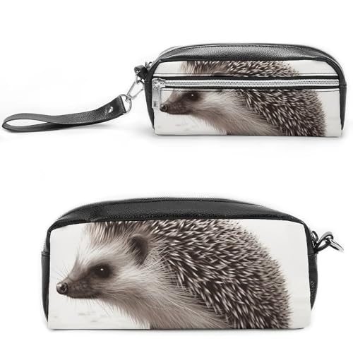 POTSCBVW Igel-Federmäppchen, große Kapazität mit zwei Fächern, Reißverschluss, Leder, Federmäppchen, tragbare Reise-Kosmetiktasche für Damen und Herren POTSCBVW Igel-Federmäppchen, große Kapazität mit zwei Fächern, Reißverschluss, Leder, Federmäppchen, tragbare Reise-Kosmetiktasche für Damen und Herren von POTSCBVW