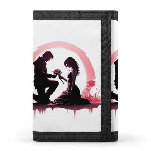 POTSCBVW Kniende Geldbörse mit Rose, kompakt, dreifach gefaltet, mit Schlüsselanhänger, leicht und langlebig, für den Außenbereich, Stil, Einheitsgröße, klassisch von POTSCBVW