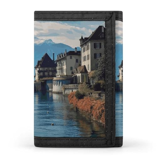 POTSCBVW Lake Geneva Switzerland Wallet Compact Trifold Wallet with Keychain Lightweight & Durable Purse for Outdoor, Style, One Size, Classic von POTSCBVW