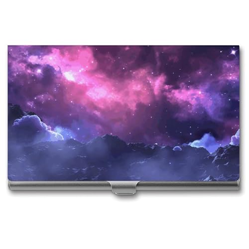 POTSCBVW Magic Galaxy Visitenkartenhalter, superleicht, tragbar, Aluminiumlegierung, Kreditkarten-Organizer, schmal, professionelles Visitenkartenetui für Büroangestellte, Männer und Frauen, Violett von POTSCBVW