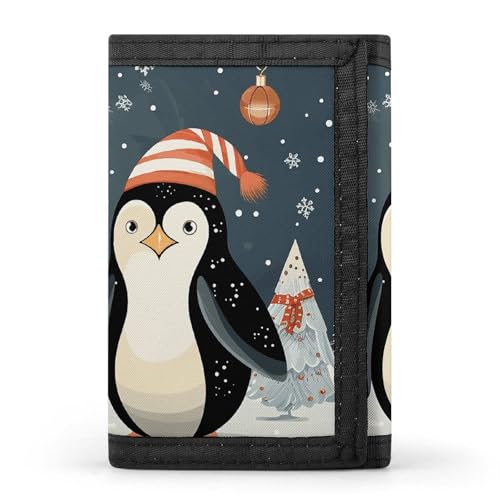 POTSCBVW Merry Christmas Penguins Geldbörse, kompakt, dreifach gefaltet, mit Schlüsselanhänger, leicht und langlebig, für den Außenbereich, Stil, Einheitsgröße, klassisch von POTSCBVW
