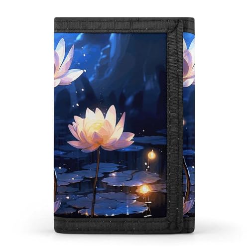 POTSCBVW Night Flowers Geldbörse, kompakt, dreifach gefaltet, mit Schlüsselanhänger, leicht und langlebig, für den Außenbereich, Stil, Einheitsgröße, klassisch von POTSCBVW