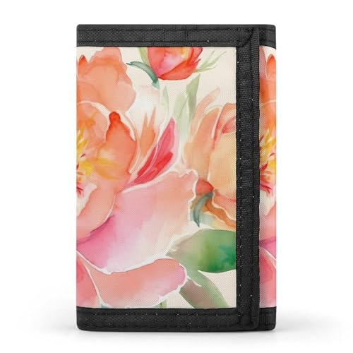 POTSCBVW Peach Peony Geldbörse, kompakt, dreifach gefaltet, mit Schlüsselanhänger, leicht und langlebig, für den Außenbereich, Stil, Einheitsgröße, klassisch POTSCBVW Peach Peony Geldbörse, kompakt, dreifach gefaltet, mit Schlüsselanhänger, leicht und langlebig, für den Außenbereich, Stil, Einheitsgröße, klassisch von POTSCBVW