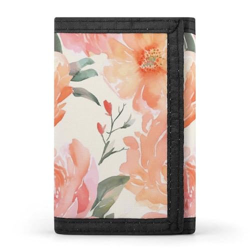 POTSCBVW Peach Peony Geldbörse, kompakt, dreifach gefaltet, mit Schlüsselanhänger, leicht und langlebig, für den Außenbereich, Stil, Einheitsgröße, klassisch von POTSCBVW