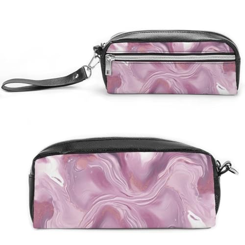POTSCBVW Pearl Purple Marble Pencil Case Large Capacity with Two Compartments, Zipper Leather Pencil Pouch, Portable Travel Cosmetic Bag for Women Men von POTSCBVW