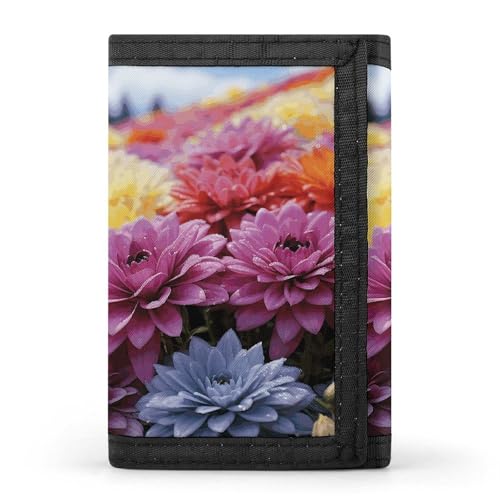 POTSCBVW Rainbow Flower Sea Wallet Compact Trifold Wallet with Keychain Lightweight & Durable Purse for Outdoor, Style, One Size, Classic von POTSCBVW