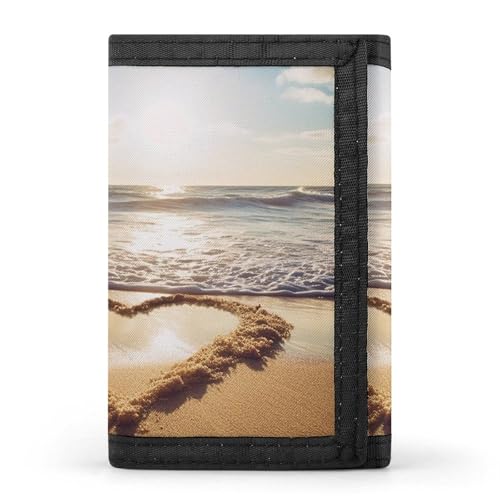 POTSCBVW Romantische Strandgeldbörse in Herzform, kompakt, dreifach gefaltet, mit Schlüsselanhänger, leicht und langlebig, für den Außenbereich, Stil, Einheitsgröße, klassisch POTSCBVW Romantische Strandgeldbörse in Herzform, kompakt, dreifach gefaltet, mit Schlüsselanhänger, leicht und langlebig, für den Außenbereich, Stil, Einheitsgröße, klassisch von POTSCBVW