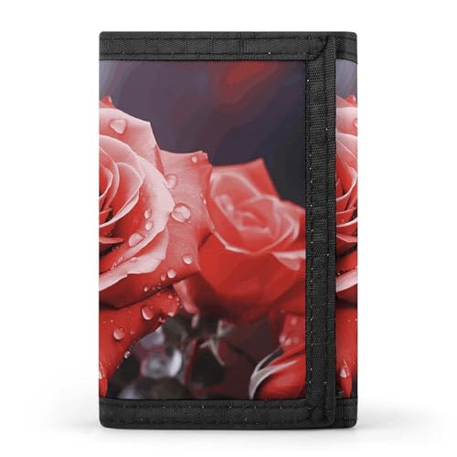 POTSCBVW Roses Flower Wallet Compact Trifold Wallet with Keychain Lightweight & Durable Purse for Outdoor, Style, One Size, Classic von POTSCBVW