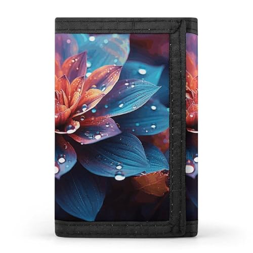 POTSCBVW Schöne farbige Blumengeldbörse, kompakt, dreifach gefaltet, mit Schlüsselanhänger, leicht und langlebig, für den Außenbereich, Stil, Einheitsgröße, klassisch von POTSCBVW