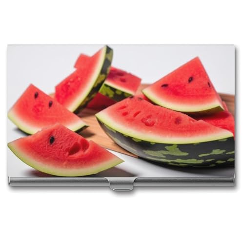POTSCBVW Slices of Watermelon Visitenkartenhalter, superleicht, tragbar, Aluminiumlegierung, Kreditkarten-Organizer, schmal, professionelles Visitenkartenetui für Büroangestellte, Männer und Frauen von POTSCBVW