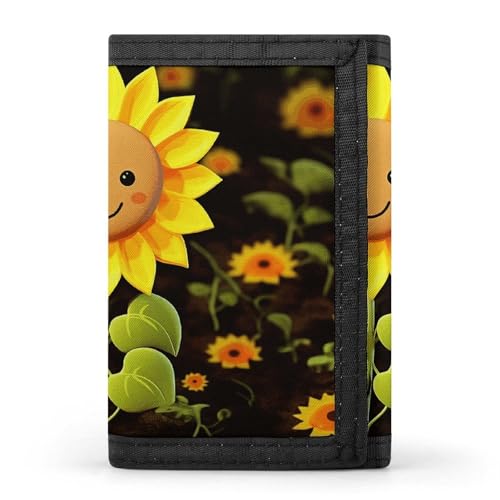 POTSCBVW Süße Sonnenblumen-Geldbörse, kompakt, dreifach gefaltet, mit Schlüsselanhänger, leicht und langlebig, für den Außenbereich, Stil, Einheitsgröße, klassisch von POTSCBVW