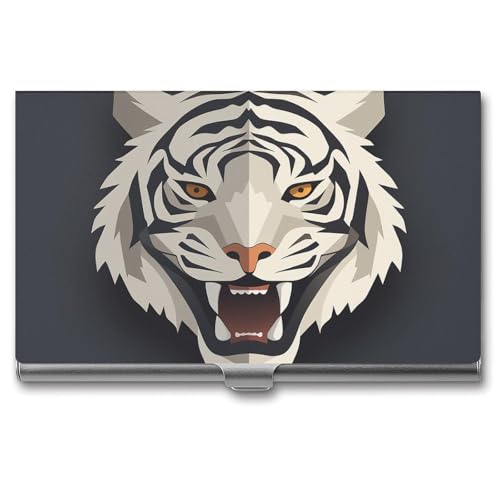 POTSCBVW Tiger Face Visitenkartenhalter, superleicht, tragbar, Aluminiumlegierung, Kreditkarten-Organizer, schmal, professionelles Visitenkartenetui für Büroangestellte, Männer und Frauen von POTSCBVW