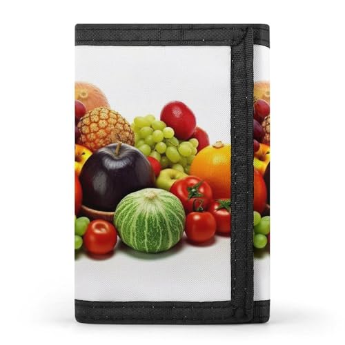 POTSCBVW Variety Fresh Vegetables Fruits Wallet Compact Trifold Wallet with Keychain Lightweight & Durable Purse for Outdoor, Style, One Size, Classic von POTSCBVW