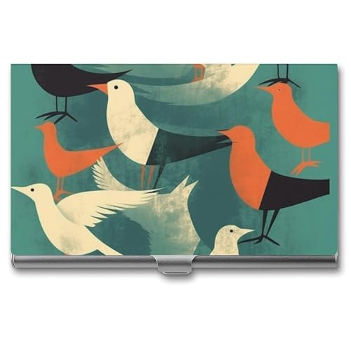 POTSCBVW Visitenkartenetui mit Vogelmotiv, superleicht, tragbar, Aluminiumlegierung, Kreditkarten-Organizer, schmal, professionelles Visitenkartenetui für Büroangestellte, Männer und Frauen von POTSCBVW