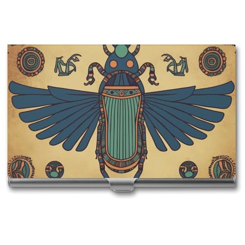 POTSCBVW Visitenkartenetui mit ägyptischem Skarabäus, superleicht, tragbar, Aluminiumlegierung, Kreditkarten-Organizer, schlank, professionelles Visitenkartenetui für Büroangestellte, Männer und POTSCBVW Visitenkartenetui mit ägyptischem Skarabäus, superleicht, tragbar, Aluminiumlegierung, Kreditkarten-Organizer, schlank, professionelles Visitenkartenetui für Büroangestellte, Männer und von POTSCBVW