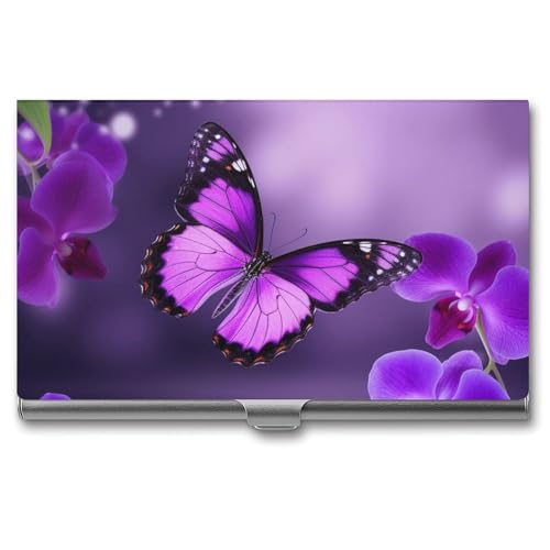 POTSCBVW Visitenkartenhalter mit Schmetterlingsmotiv, superleicht, tragbar, Aluminiumlegierung, schmal, professionelles Visitenkartenetui für Büroangestellte, Männer und Frauen von POTSCBVW