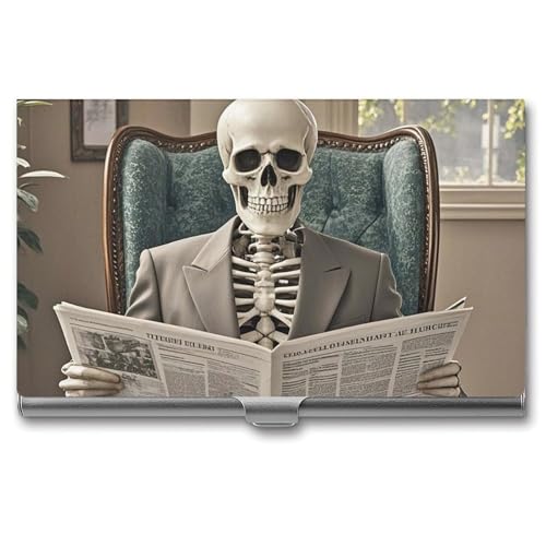 POTSCBVW Visitenkartenhalter mit Skelett-Design, superleicht, tragbar, Aluminiumlegierung, schmal, professionelles Visitenkartenetui für Büroangestellte, Männer und Frauen von POTSCBVW