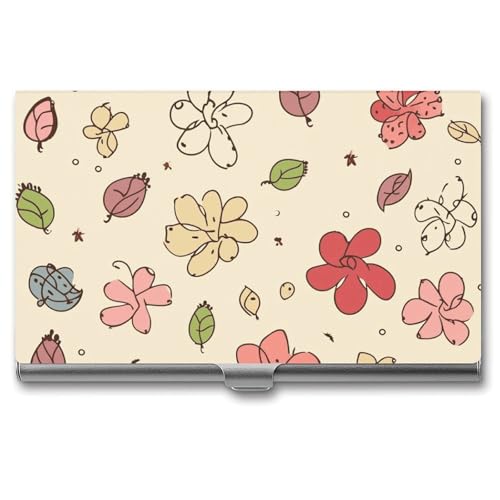 POTSCBVW Visitenkartenhalter mit schönem Blumenmuster, superleicht, tragbar, Aluminiumlegierung, Kreditkarten-Organizer, schmal, professionelles Visitenkartenetui für Büroangestellte, Männer und von POTSCBVW