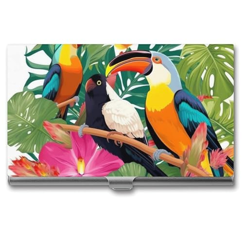 POTSCBVW Visitenkartenhalter mit tropischen Vögeln und Pflanzenblättern, superleicht, tragbar, Aluminiumlegierung, Kreditkarten-Organizer, schmal, professionelles Visitenkartenetui für Büroangestellte POTSCBVW Visitenkartenhalter mit tropischen Vögeln und Pflanzenblättern, superleicht, tragbar, Aluminiumlegierung, Kreditkarten-Organizer, schmal, professionelles Visitenkartenetui für Büroangestellte von POTSCBVW