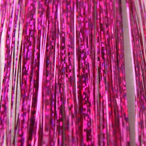 Glitzernde Haarspange for Anklipsen, Haarverlängerung for Frauen und Mädchen, glitzernde Haarspange, 81,3 cm langes Lametta-Set, Flechtzubehör, 1 Stück (rot)(Rose) von POTUBI