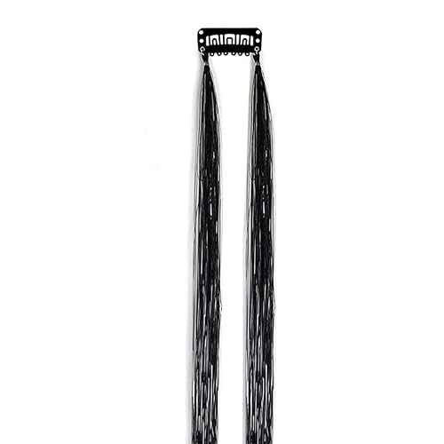 Goldfarbenes Seidenglitzer-Lametta-Set, 50 cm, for Kopfschmuck for Frauen, glänzende Fäden, Haarglitzer-String-Extensions-Zubehör (rot)(Black) von POTUBI