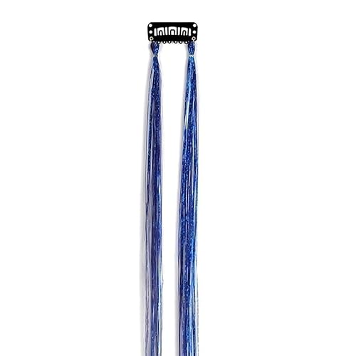 Goldfarbenes Seidenglitzer-Lametta-Set, 50 cm, for Kopfschmuck for Frauen, glänzende Fäden, Haarglitzer-String-Extensions-Zubehör (rot)(Blue) von POTUBI