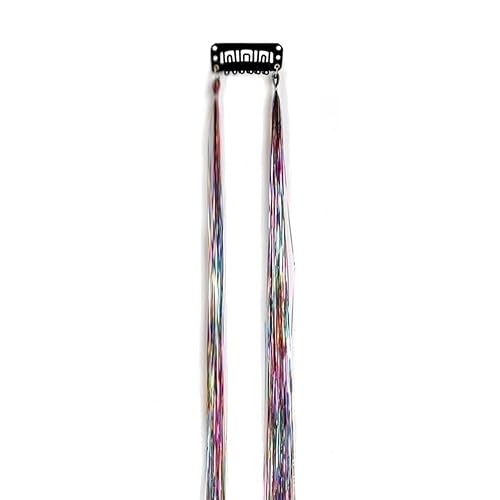 Goldfarbenes Seidenglitzer-Lametta-Set, 50 cm, for Kopfschmuck for Frauen, glänzende Fäden, Haarglitzer-String-Extensions-Zubehör (rot)(Clear) von POTUBI