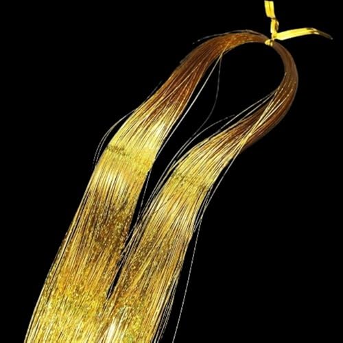 Haar-Glitzer-String-Extensions, 50 cm glänzende Fäden, Glitzer-Haar-Lametta-Kit-Zubehör, Haar-Lametta for Damen-Kopfschmuck (rot)(Gold) von POTUBI