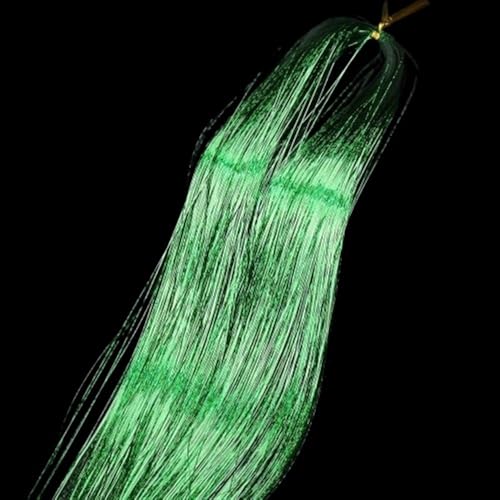 Haar-Glitzer-String-Extensions, 50 cm glänzende Fäden, Glitzer-Haar-Lametta-Kit-Zubehör, Haar-Lametta for Damen-Kopfschmuck (rot)(Green) von POTUBI