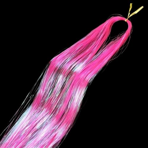 Haar-Glitzer-String-Extensions, 50 cm glänzende Fäden, Glitzer-Haar-Lametta-Kit-Zubehör, Haar-Lametta for Damen-Kopfschmuck (rot)(Rose) von POTUBI