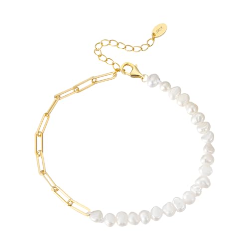 Halskette for Damen, 925 Sterling Silber natürliche Halbperlen-Halbkette for Damen und Herren, Vintage-Halbperlen-Halsketten-Armband-Sets – Punk-Perlenschmuck-Sets, Halbperlen-Halbkette mit Initiale(G Halskette for Damen, 925 Sterling Silber natürliche Halbperlen-Halbkette for Damen und Herren, Vintage-Halbperlen-Halsketten-Armband-Sets – Punk-Perlenschmuck-Sets, Halbperlen-Halbkette mit Initiale(G von POTUBI