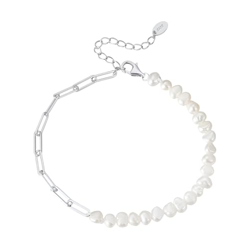 Halskette for Damen, 925 Sterling Silber natürliche Halbperlen-Halbkette for Damen und Herren, Vintage-Halbperlen-Halsketten-Armband-Sets – Punk-Perlenschmuck-Sets, Halbperlen-Halbkette mit Initiale(S Halskette for Damen, 925 Sterling Silber natürliche Halbperlen-Halbkette for Damen und Herren, Vintage-Halbperlen-Halsketten-Armband-Sets – Punk-Perlenschmuck-Sets, Halbperlen-Halbkette mit Initiale(S von POTUBI