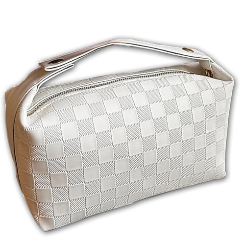 Kosmetiktasche, Reise-Make-up-Tasche, Reise-Kulturtasche for Damen, weit geöffnete Kosmetiktasche, wasserdichtes Kosmetiketui aus PU-Leder for den täglichen Gebrauch auf Reisen (weiß)(White) von POTUBI