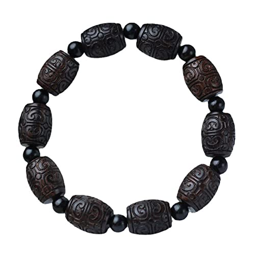 POTUBI 12 mm Ebenholzperlenarmband mit Schnitzereien, glückverheißendem Muster, Fassperlenarmband, charmanter Trendschmuck for Männer und Frauen POTUBI 12 mm Ebenholzperlenarmband mit Schnitzereien, glückverheißendem Muster, Fassperlenarmband, charmanter Trendschmuck for Männer und Frauen von POTUBI