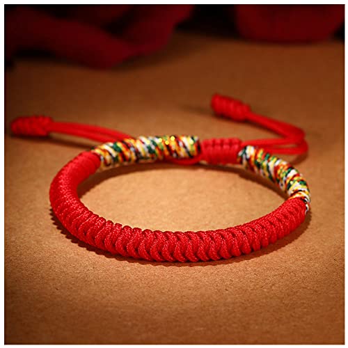 POTUBI Handgefertigte gewebte tibetisch-buddhistische Armbänder for Männer und Frauen, gewebte Knotenarmbänder, Glücksarmbänder mit roten Schnüren for Schutz(Red_Select Size) von POTUBI