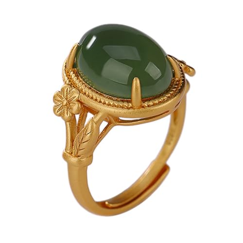 POTUBI Jadering for Damen, 925er Sterlingsilber, natürlicher grüner Hetian-Jade, verstellbare Ringe, Schmuckgeschenke for Ehefrau, Mutter, Freundin, Gold POTUBI Jadering for Damen, 925er Sterlingsilber, natürlicher grüner Hetian-Jade, verstellbare Ringe, Schmuckgeschenke for Ehefrau, Mutter, Freundin, Gold von POTUBI
