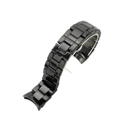 POTUBI Keramik-Uhrenarmbänder for Herren, passend for Armani Ar1400//1421/1440/1451/1452, schwarzes Uhrenarmband aus massivem Edelstahl(AR1400 Steel) von POTUBI