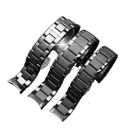 POTUBI Keramik-Uhrenarmbänder for Herren, passend for Armani Ar1400//1421/1440/1451/1452, schwarzes Uhrenarmband aus massivem Edelstahl(AR1440) von POTUBI