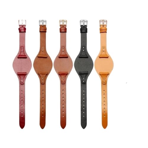 POTUBI Leder passend for ES4114 ES4113 ES3625 ES3616 ES3838 Damen-Uhrenarmbänder, kleines Armband, 18 mm, Rot/Schwarz(Black(LZ),Golden K1 18mm) von POTUBI
