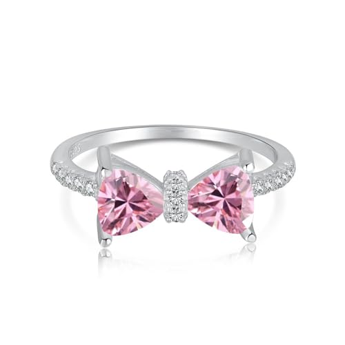 POTUBI Rosa Schleifenringe for Damen, 925er Sterlingsilber, CZ-Verlobungsringe for sie, stapelbare Eheringe, Ringe for Damen, Infinity Forever Love Knot Ring(Size6) von POTUBI
