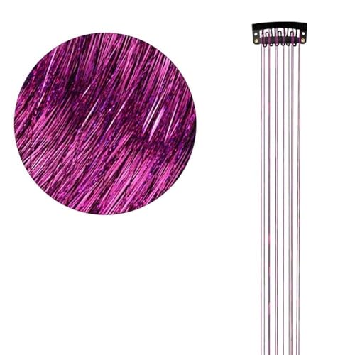 Shiny Threads Glitzer-Lametta-Set, 50 x 3,5 cm, Glitzer-String-Extensions for Damen-Kopfschmuck, DIY-Lametta-Accessoires (blau)(Rose) von POTUBI